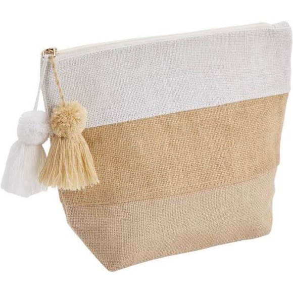 Mud Pie Handbags - Last 1! NWT Mud Pie Jute Color-block Zipper Make-up Bag